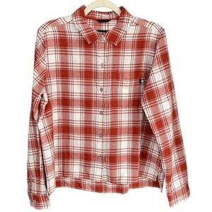 B6 Marmot Womens Flannel Shirt Medium Red Plaid Long Sleeve Button Up Casual Top